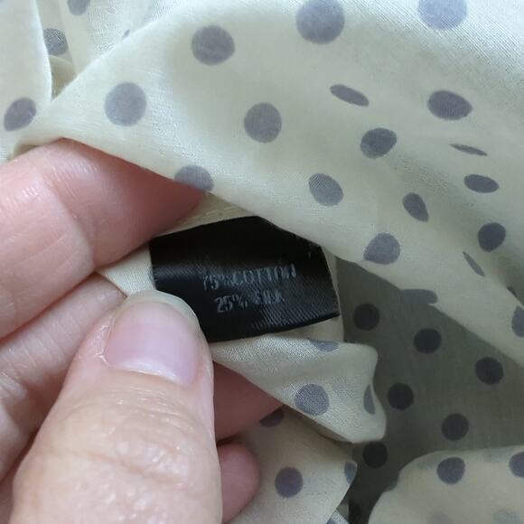 Raleigh Denim Workshop Women's Top Cream Gray Polka Dot Small Button Down USA - Picture 6 of 7